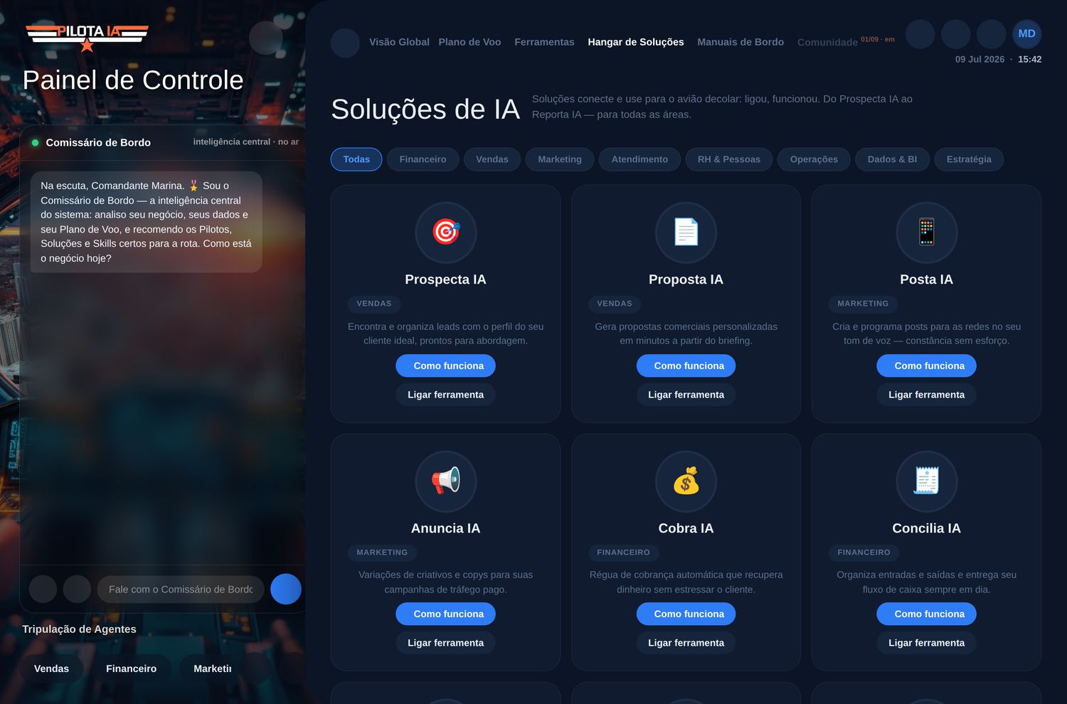 Hangar de Soluções — ferramentas prontas por área